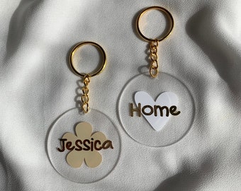 Personalized Keychain | heart | flower | Colorful | Gift Tag | Gift | Mother's Day | Valentine's Day | Birthday present