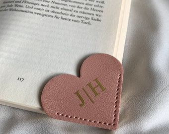 Personalized bookmark | Initials | Heart | Leather | Leather bookmark | Bookmark | Gift idea | Bookworm | Bookworm | Handmade