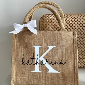 Personalisierte Jutetasche Handtasche mit Initialen Shoppingbag Shopper Bag Logotasche Tasche mit Logo imagem 6