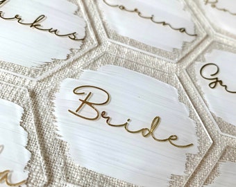 Gepersonaliseerde naamlabels | handgemaakt | gastgeschenk | Plaats borden | onderzetters | bruiloft | tafeldecoratie | JasisJewelry