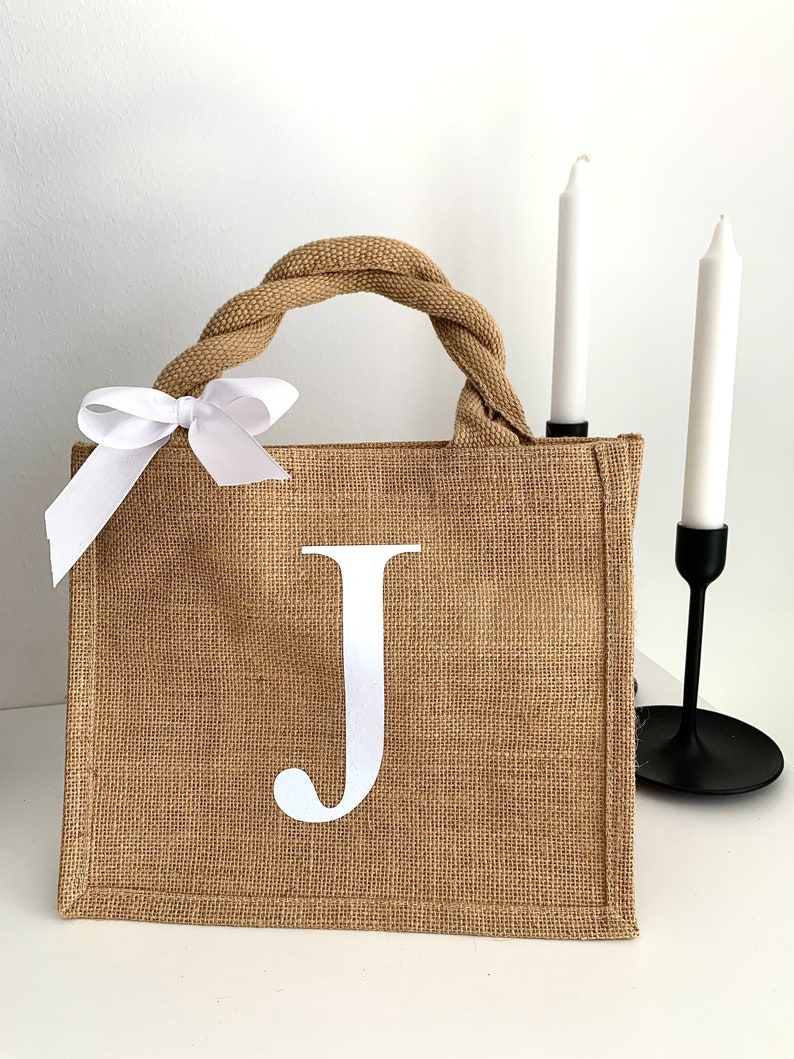 Personalisierte Jutetasche Handtasche mit Initialen Shoppingbag Shopper Bag Logotasche Tasche mit Logo imagem 7