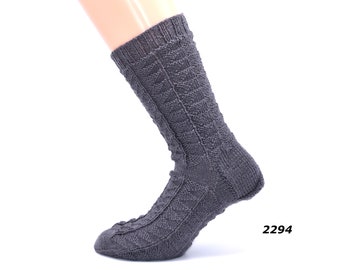 Stricksocken Gr.41/42 Wollsocken mit Muster handgestrickt