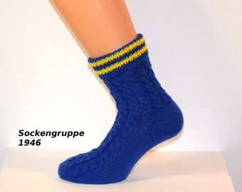 Stricksocken Gr.41/42 mit Zopfmuster handgestrickt