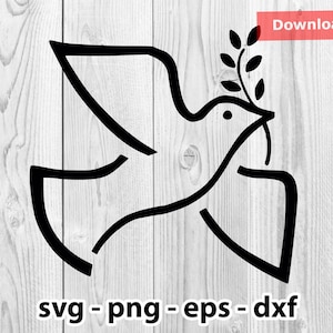 Dove Branch Peace Svg Png Dxf Eps Instant Download for Print Cut Cricut Cameo Silhouette