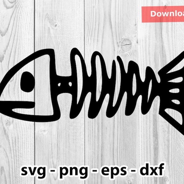 Fish Skeleton Fishing Svg Png Dxf Eps Instant Download for Print Cut Cricut Cameo Silhouette