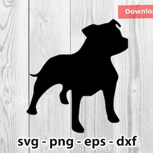 Staffy Dog Silhouette Svg Png Dxf Eps Instant Download for Print Cut Plotter