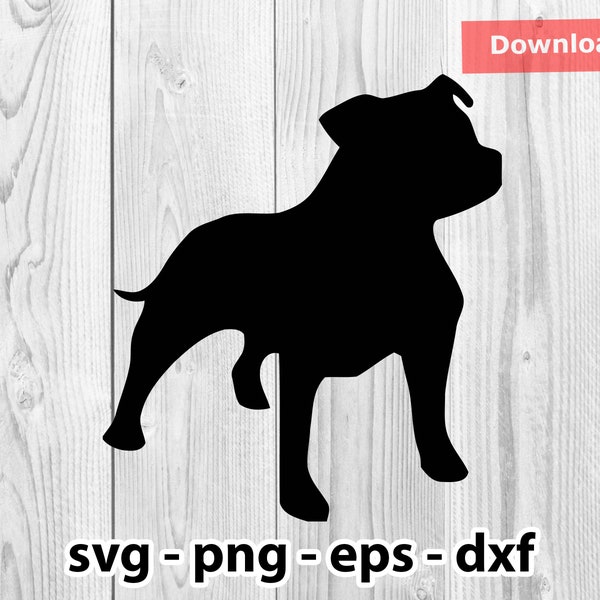 Staffy Dog Silhouette Svg Png Dxf Eps Téléchargement instantané pour Print Cut Plotter