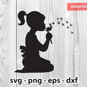 Dandelion Girl Svg Png Dxf Eps Instant Download for Print Cut Plotter