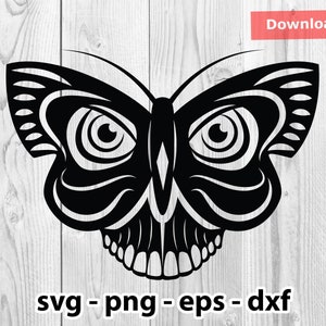 Butterfly Skull Svg Png Dxf Eps Instant Download for Print Cut Cricut Cameo Silhouette
