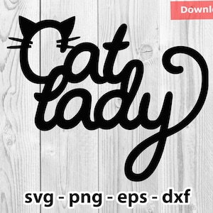 キャットレディ SVG PNG DXF EPS プリントカットプロッター用即時ダウンロード