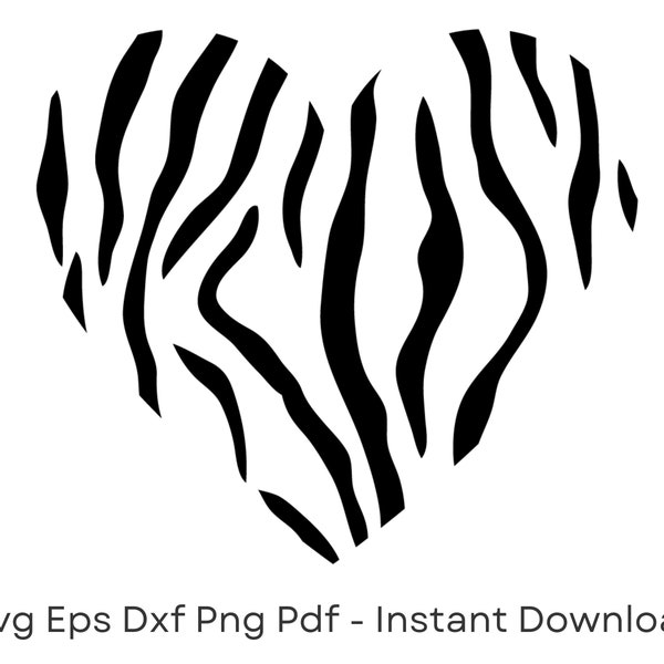 Zebra Love Heart svg, dxf png dxf, Zebra svg, Zebra Pattern, svg file CriCut Silhouette Cameo, Cut File