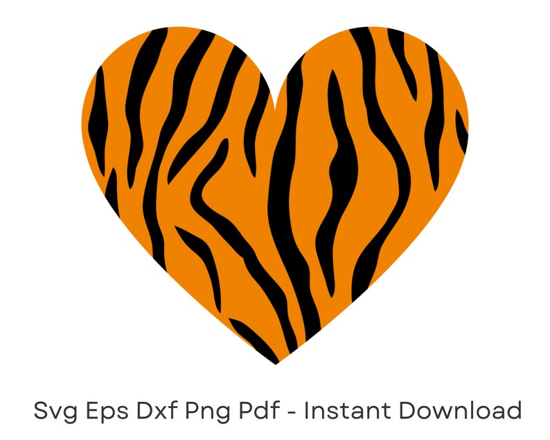 Tiger Love Heart Svg Dxf Png Dxf Tiger Svg Love Heart Svg Etsy
