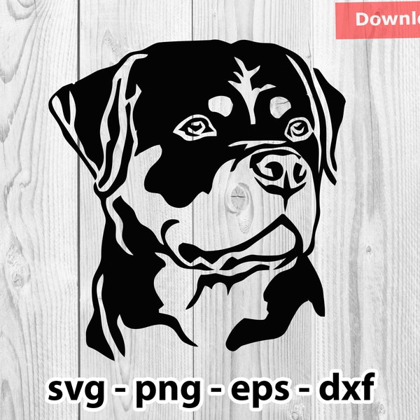 Rottweiler Dog Svg Png Dxf Eps Instant Download for Print Cut File Cricut Cameo Silhouette