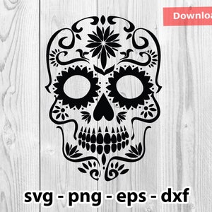 Sugar Skull Svg Png Dxf Eps Instant Download for Print Cut Cricut Cameo Silhouette