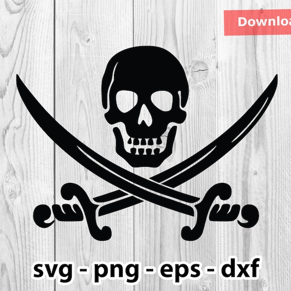 Pirate Skull Svg Png Dxf Eps Instant Download for Print Cut Cricut Cameo Silhouette