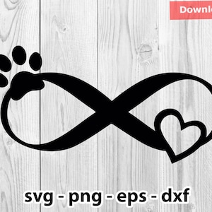 Amour coeur ruban chat chien patte Svg Png Dxf Eps téléchargement immédiat pour impression découpe traceur