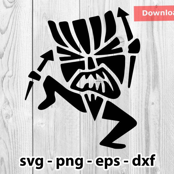 Hawaiian Tiki Man Svg Png Dxf Eps Instant Download for Print Cut Cricut Cameo Silhouette