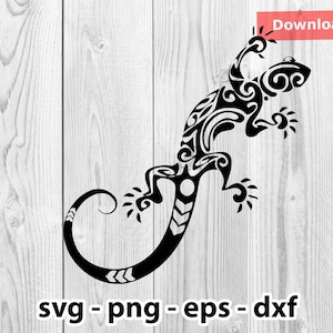 Tropical Lizard Tribal Svg Png Dxf Eps Instant Download for Print Cut Plotter
