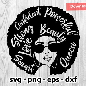 Afro Hair Woman Svg Png Dxf Eps Instant Download for Print Cut Cricut Cameo Silhouette