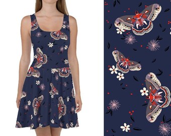 moth print skater dress
