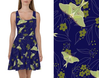 moth print skater dress