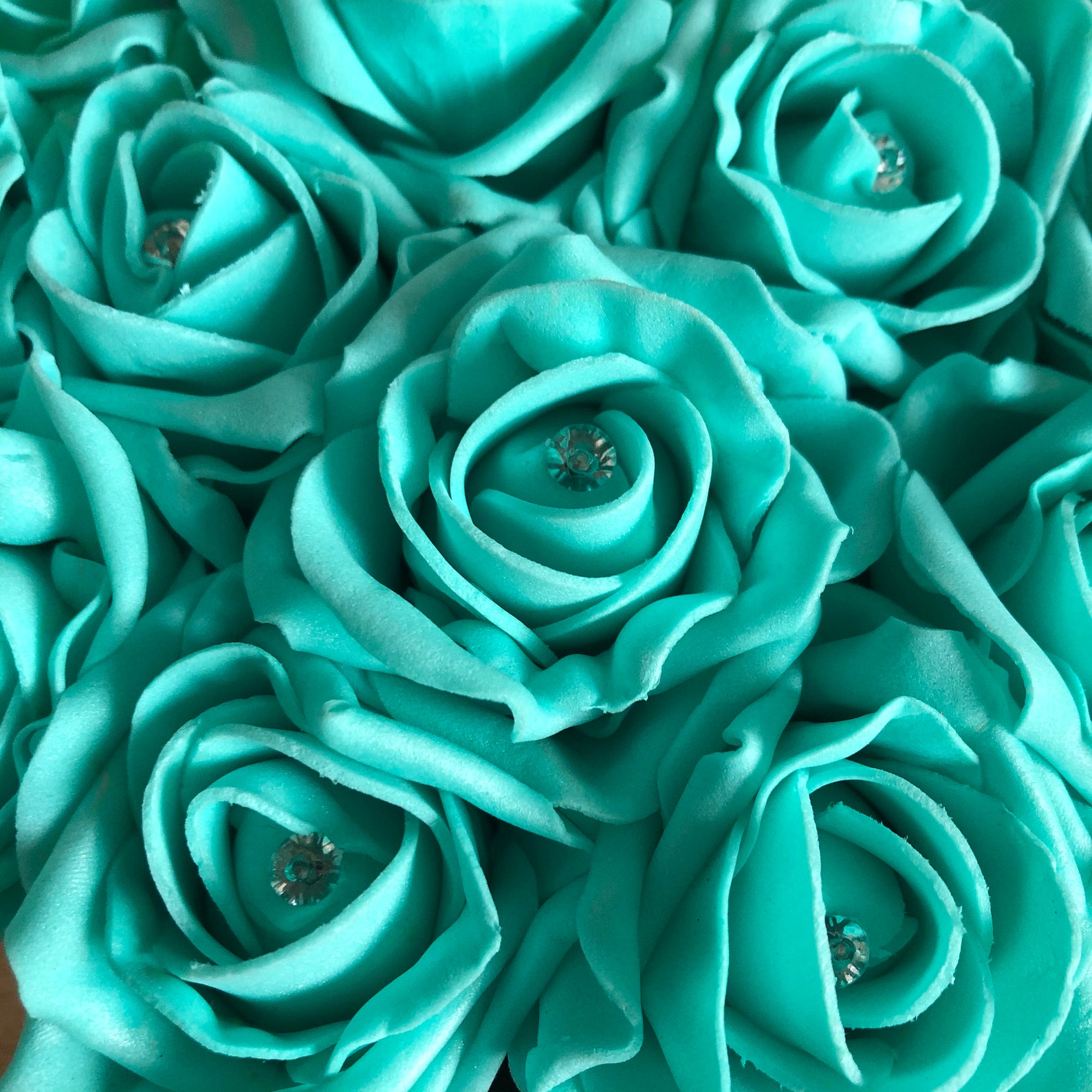 Tiffany Blue Artificial Flowers in a Light Grey Hatbox Etsy