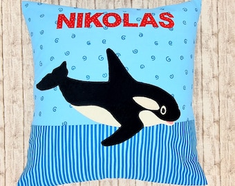 Kuschelkissen Orca Olek 40x40cm mit Name