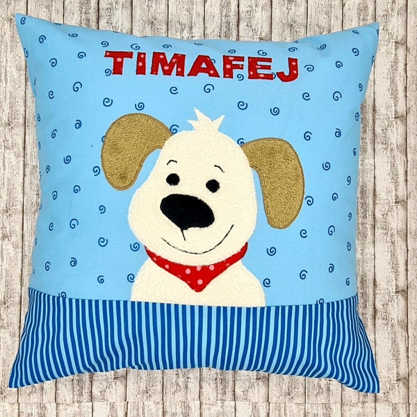 Kissen Hund Timmi 40x40cm mit Name Namenskissen Kissenhülle