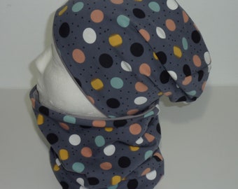 Beanie and Loop Set, Cap and Scarf, Dots, Grey, Mustard, Rainbow Colorful, Pastel, Cap Set