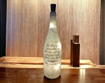 Luminous bottle, bottle with light, saying