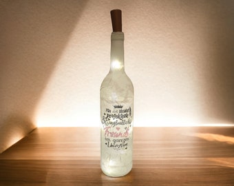 Luminous bottle, bottle with light, saying