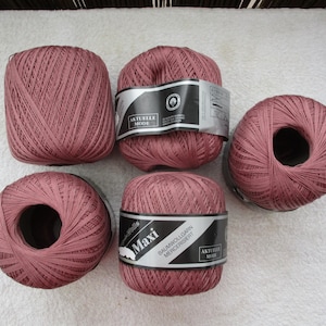 5 x 100 g gemerceriseerd katoengaren - oudroze - onderhoudsvriendelijk - hoogwaardig - duurzaam - robuust - voor haken - breien - knopen - weven -