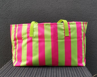 XXL Beachbag Stripe pink & green