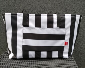 XXL Beachbag Stripe schwarz & weiß