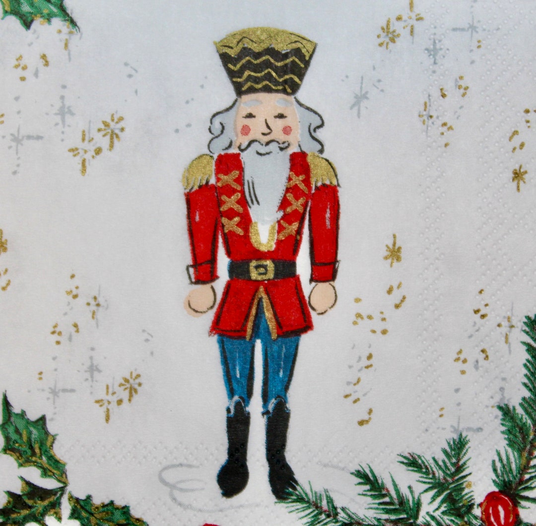 Christmas Nutcracker Napkins PAPER Cocktail Size Decoupage Art Journal