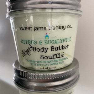 Citrus & Eucalyptus Whipped Body Butter Soufflé with Korean Ginseng, Vitamin E, Collagen and Jojoba Oil | Vegan | Natural Body | Anti Aging