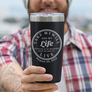 Narcotics Anonymous 3rd Step Prayer personalized insulated Coffee Tumbler, NA Gift, Recovery Gift, 12 step recovery, addiction, sponsor gift