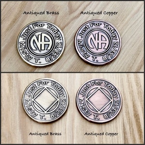 NA Coin, Personalized Recovery Gifts, NA Chips, Milestone, Addiction Recovery, Narcotics Anonymous, NA Medallions, Stainless, Brass, Copper image 2