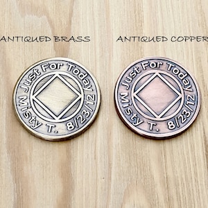 NA Coin, Personalized Recovery Gifts, NA Chips, Milestone, Addiction Recovery, Narcotics Anonymous, NA Medallions, Stainless, Brass, Copper image 5