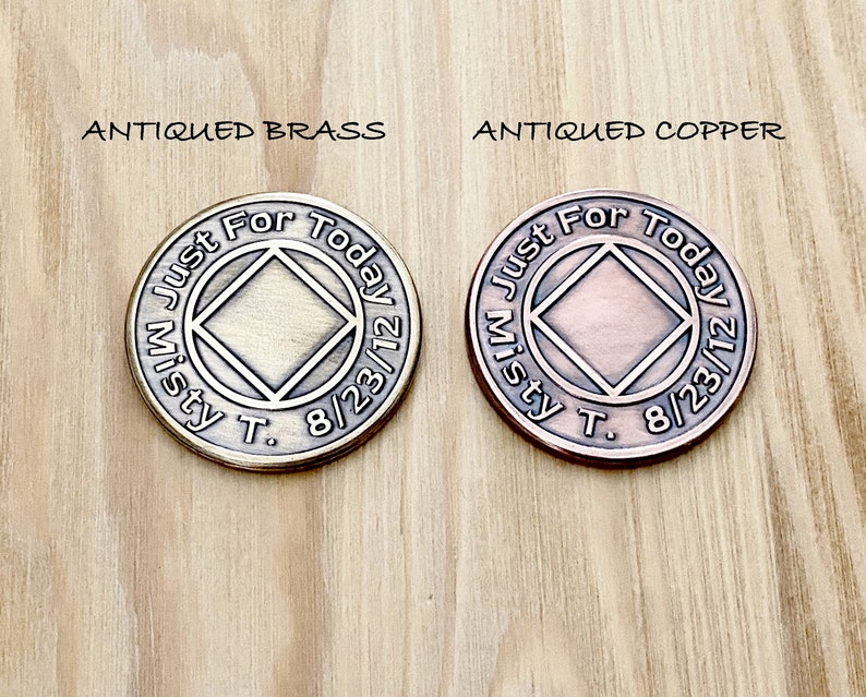 NA Coin, Personalized Recovery Gifts, NA Chips, Milestone, Addiction Recovery, Narcotics Anonymous, NA Medallions, Stainless, Brass, Copper image 5