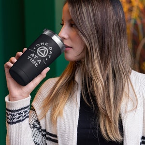 One Day at a Time AA Insulated Tumbler: Personalized Recovery Gift