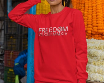 Freedom with AA Service Symbol, personalized with your sobriety date in roman numerals, 12 step unisex hoodie or crew neck sweatshirt