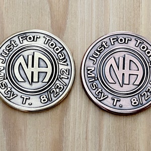 NA Coin, Personalized Recovery Gifts, NA Chips, Milestone, Addiction Recovery, Narcotics Anonymous, NA Medallions, Stainless, Brass, Copper image 8