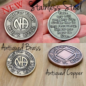 NA Coin, Personalized Recovery Gifts, NA Chips, Milestone, Addiction Recovery, Narcotics Anonymous, NA Medallions, Stainless, Brass, Copper image 1