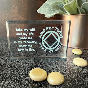 NA Gifts | Addiction Recovery | Narcotics Anonymous Stuff | Sponsor Gifts | Just for Today | Personalized Acrylic Plaques