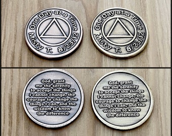 Recovery Coins AA, Personalized Sobriety Gifts, Recovering Addicts, Addiction Recovery, Happy Sober Anniversary, AA Chips Milestones