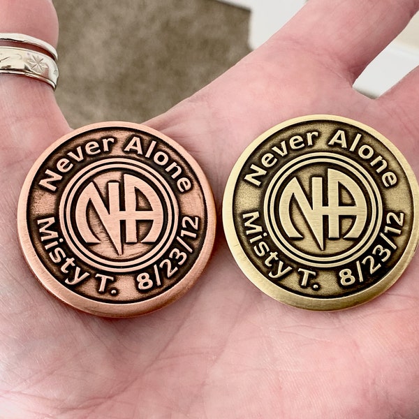NA Merchandise, Recovery Medallions, NA Coin, Unique Recovery Gifts, Milestones, Sponsor, Narcotics Anonymous, Brass, Copper, Personalized