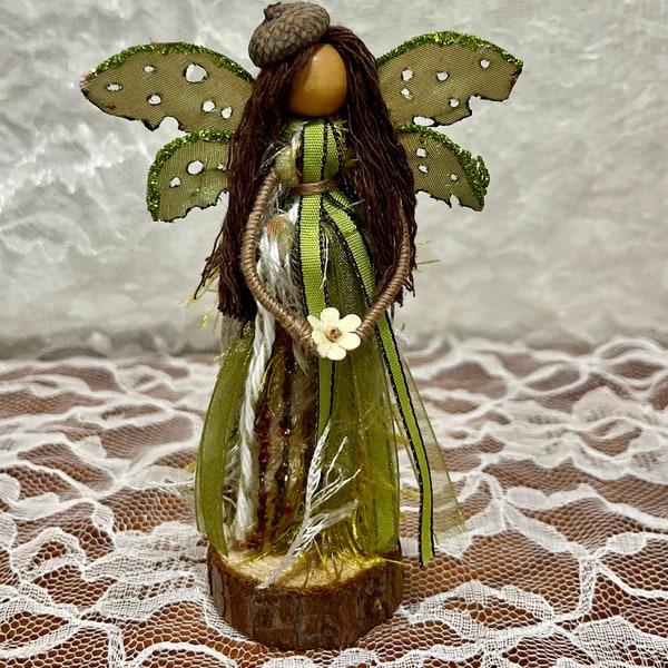 Pretty boho forest angel with acorn hat