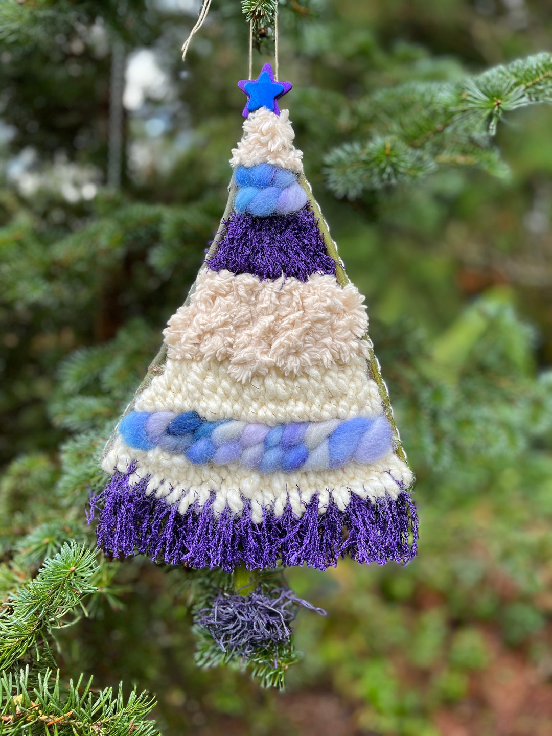 Purple and Beige Woven Christmas Tree Wall Hanging Etsy