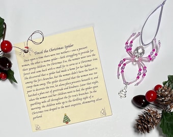 クリスタルガラスのクリスマススパイダーとストーリーカード